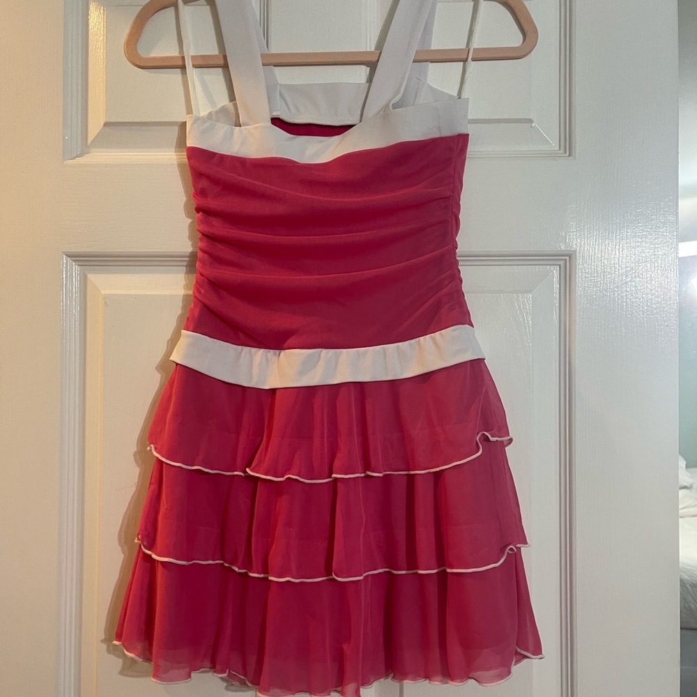 I.N. San Francisco Formal Hot Pink Dress White Straps & Bow Girls Size 10 π - Picture 12 of 16